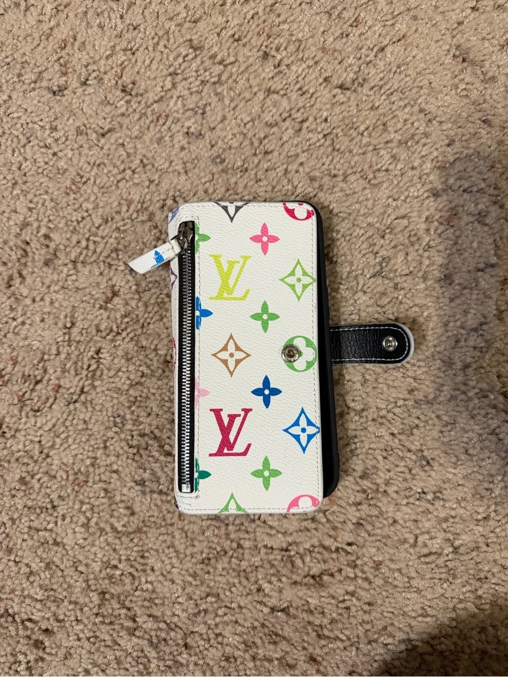 Louis Vuitton Multicolor White Monogram iPhone 15 Pro Max Wallet Case